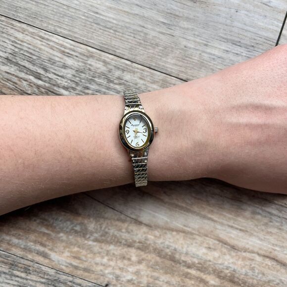 Precision by Gruen Diamond Quartz Watch Womens Two Tone Dainty Small